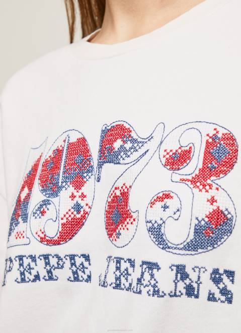 Pepe Jeans 1973 Logo Plush Sweatshirt Women White Z22X280