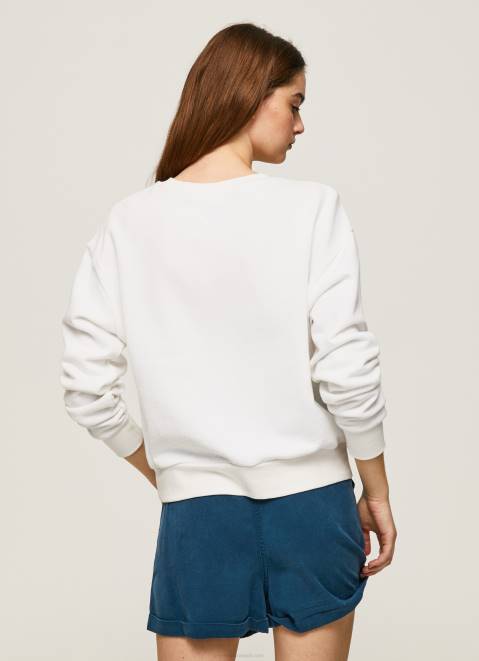 Pepe Jeans 1973 Logo Plush Sweatshirt Women White Z22X280