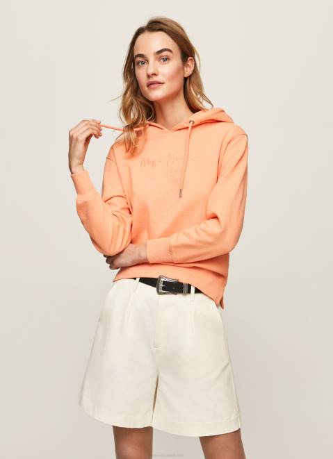 Pepe Jeans Cotton Hoodie Women Peach Z22X282