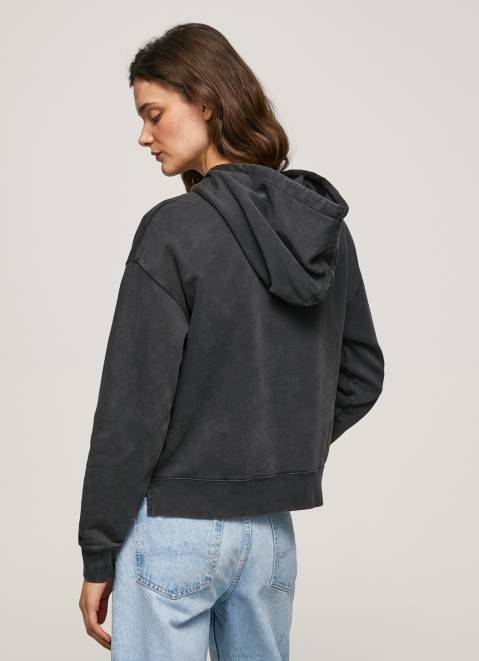 Pepe Jeans Cotton Hoodie Women Washed Black Z22X281