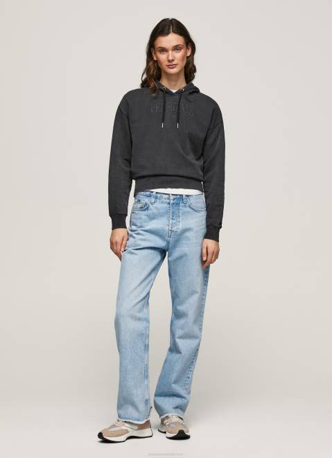 Pepe Jeans Cotton Hoodie Women Washed Black Z22X281