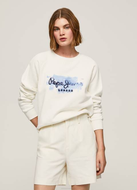 Pepe Jeans Cropped Cotton Jumper Women Mousse Z22X287