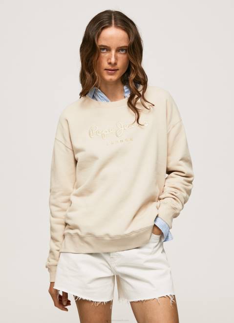 Pepe Jeans Embroidered Cotton Jumper Women Buff Z22X272