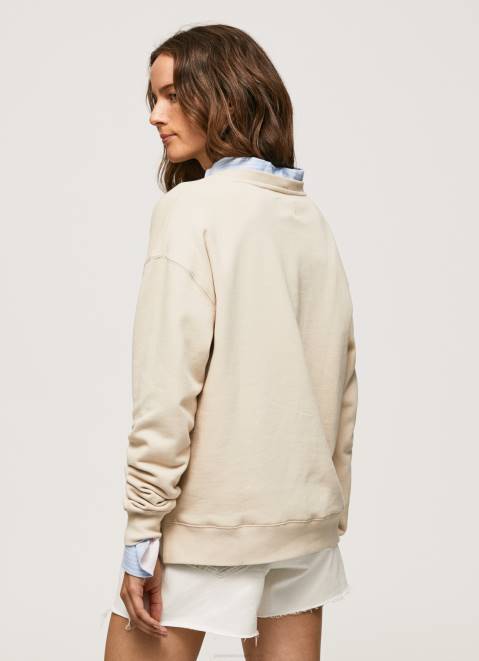 Pepe Jeans Embroidered Cotton Jumper Women Buff Z22X272