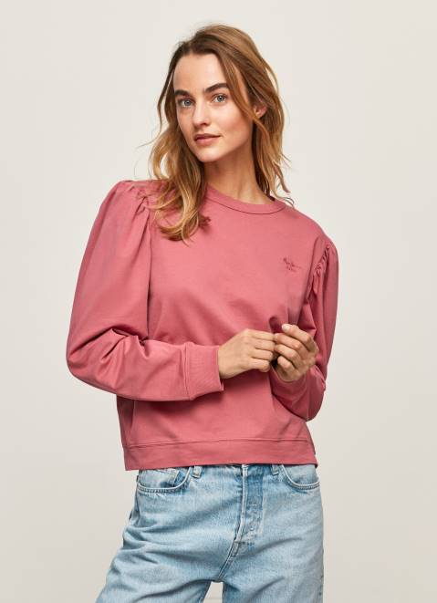 Pepe Jeans Embroidered Logo Cotton Jumper Women Dark Blush Z22X278