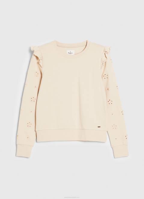 Pepe Jeans Frilled Cotton Jumper Women Buff Z22X284