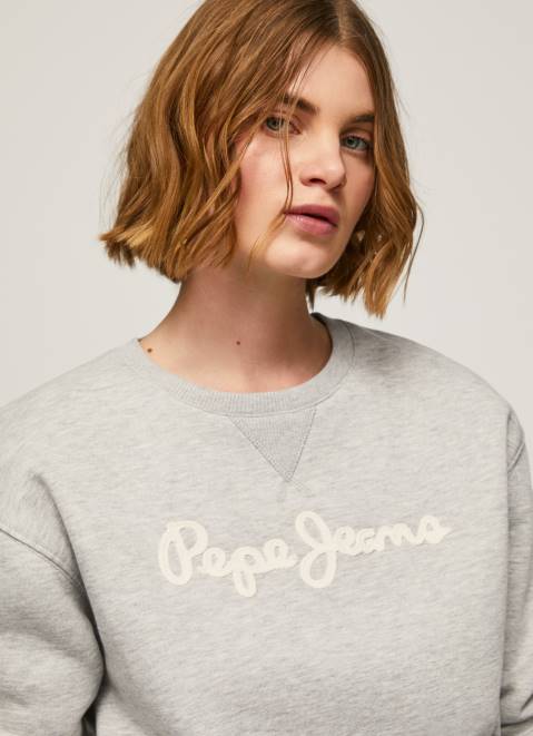 Pepe Jeans Logo Printed Jumper Women Grey Marl Z22X267