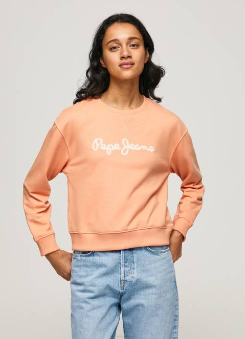 Pepe Jeans Logo Printed Jumper Women Peach Z22X274
