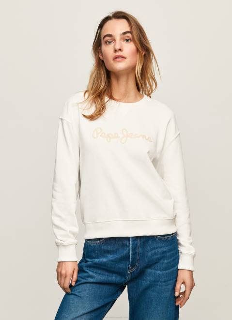 Pepe Jeans Logo Printed Jumper Women White Z22X286