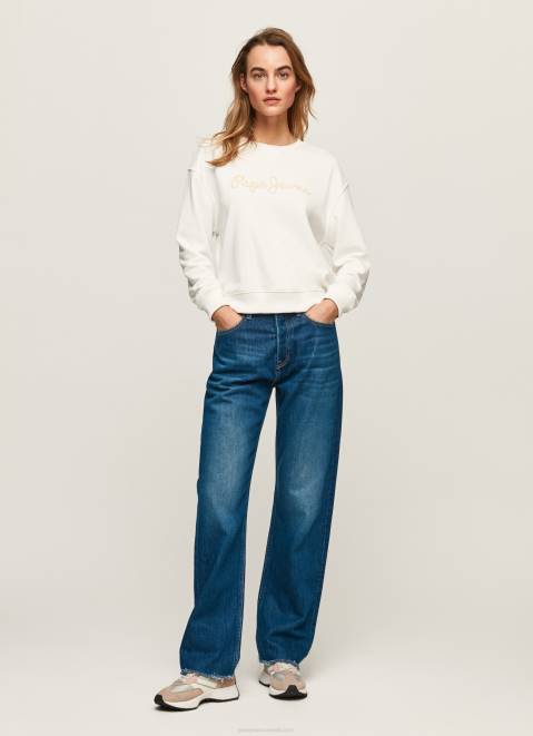 Pepe Jeans Logo Printed Jumper Women White Z22X286