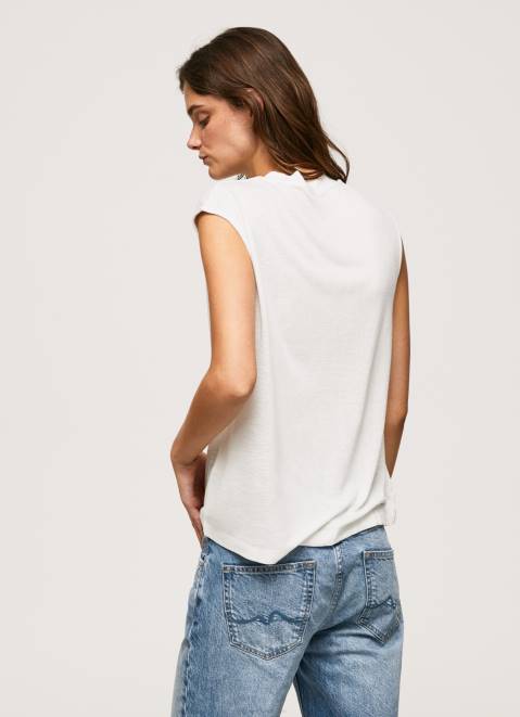 Pepe Jeans Armhole Sleeves Logo T-Shirt Women White Z22X418