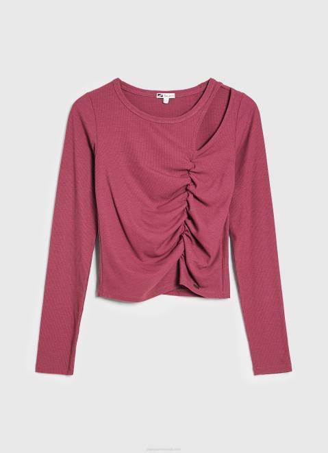 Pepe Jeans Asymmetrical Long Sleeve T-Shirt Women Dark Blush Z22X425
