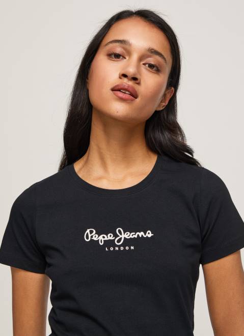 Pepe Jeans Basic Logo T-Shirt Women Black Z22X400