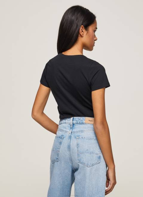 Pepe Jeans Basic Logo T-Shirt Women Black Z22X400