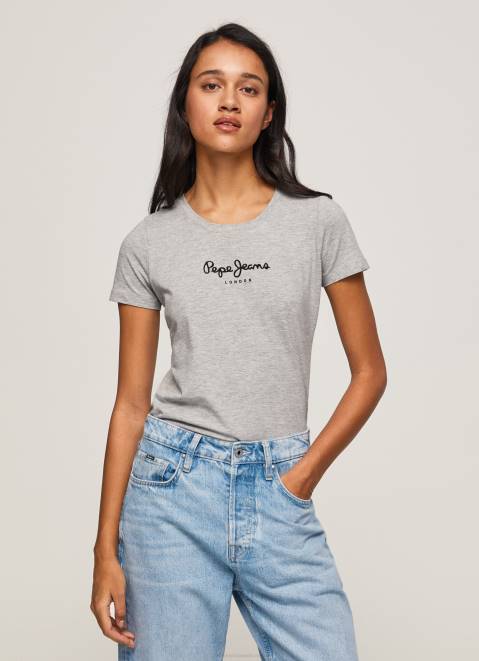 Pepe Jeans Basic Logo T-Shirt Women Grey Marl Z22X401
