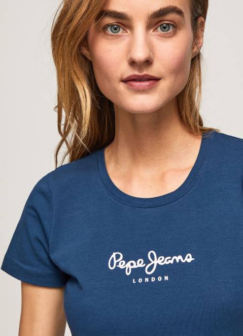 Pepe Jeans Basic Logo T-Shirt Women Navy Z22X470