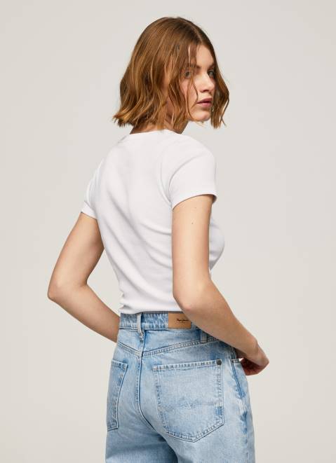 Pepe Jeans Cotton T-Shirt With Logo Women White Z22X404