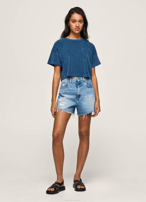 Pepe Jeans Cropped Fit Velvet T-Shirt Women Jarman Z22X461