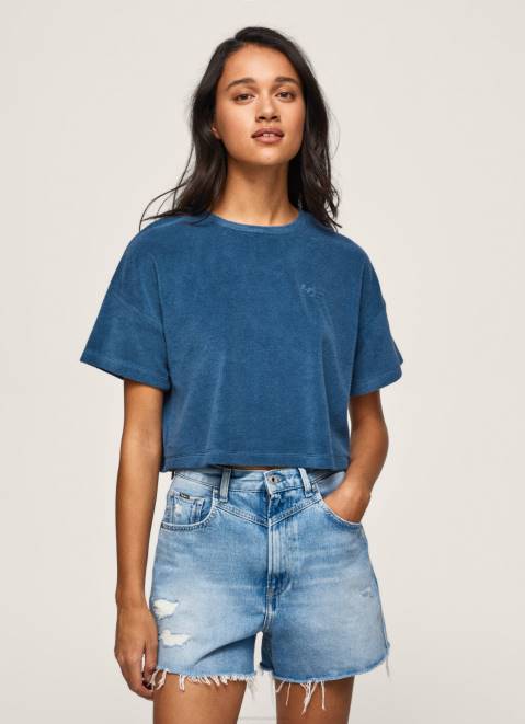 Pepe Jeans Cropped Fit Velvet T-Shirt Women Jarman Z22X461