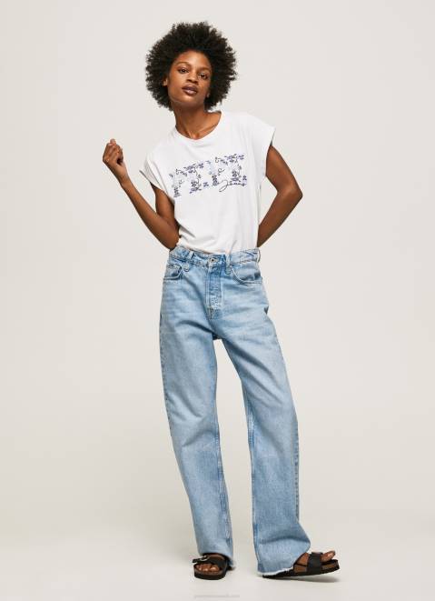 Pepe Jeans Embroidered Logo T-Shirt Women White Z22X433