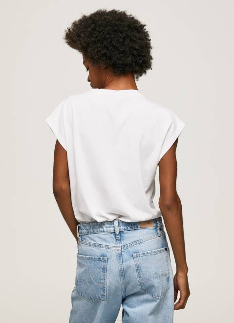 Pepe Jeans Embroidered Logo T-Shirt Women White Z22X433