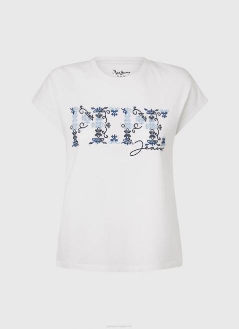 Pepe Jeans Embroidered Logo T-Shirt Women White Z22X433