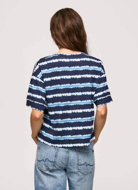 Pepe Jeans Faded-Striped Cotton T-Shirt Women Dulwich Z22X413