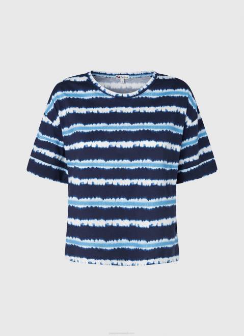 Pepe Jeans Faded-Striped Cotton T-Shirt Women Dulwich Z22X413