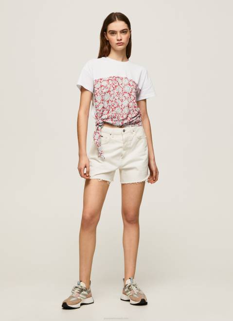 Pepe Jeans Floral Printed Cotton T-Shirt Women Studio Red Z22X380