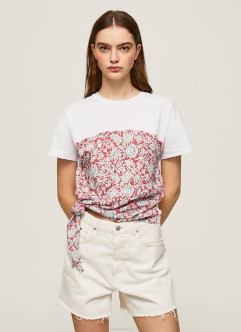 Pepe Jeans Floral Printed Cotton T-Shirt Women Studio Red Z22X380