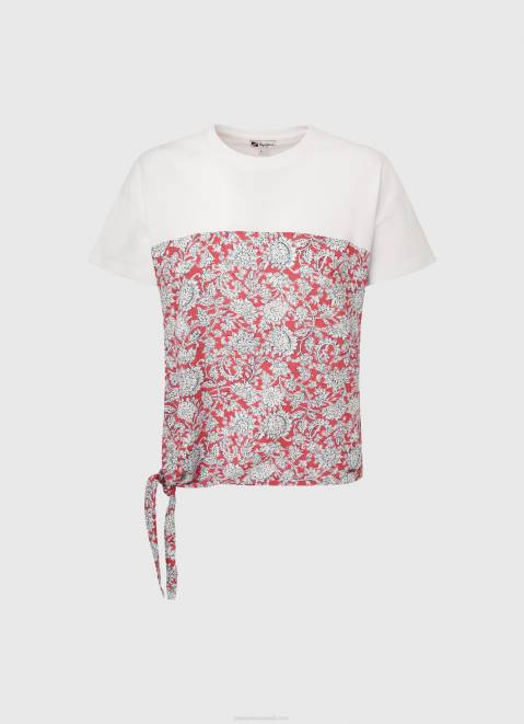 Pepe Jeans Floral Printed Cotton T-Shirt Women Studio Red Z22X380