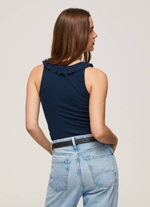 Pepe Jeans Frilled Neckline T-Shirt Women Dulwich Z22X441