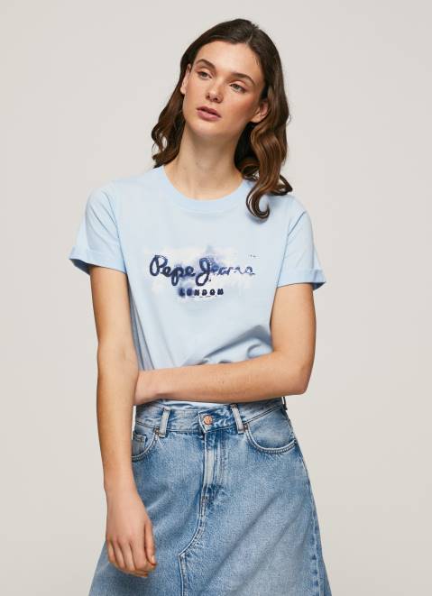 Pepe Jeans Gradient Logo Cotton T-Shirt Women Bay Z22X422