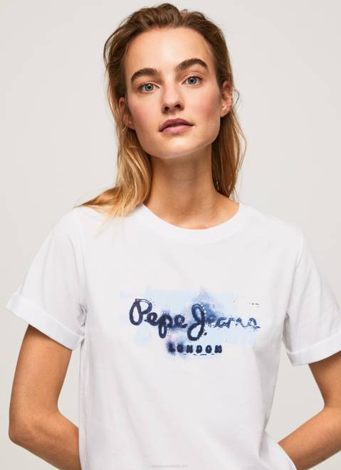 Pepe Jeans Gradient Logo Cotton T-Shirt Women White Z22X421