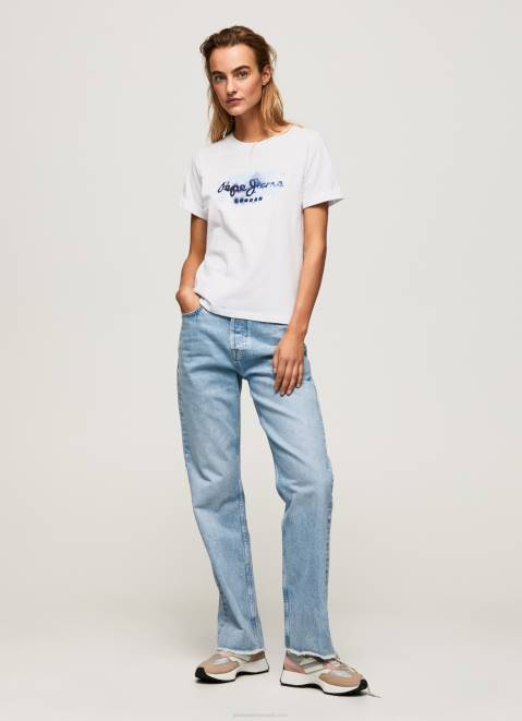 Pepe Jeans Gradient Logo Cotton T-Shirt Women White Z22X421
