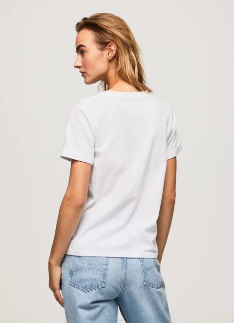 Pepe Jeans Gradient Logo Cotton T-Shirt Women White Z22X421