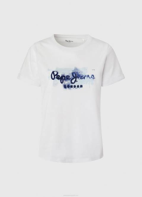 Pepe Jeans Gradient Logo Cotton T-Shirt Women White Z22X421