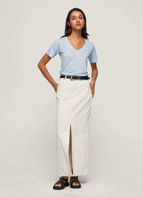 Pepe Jeans Linen V-Neck T-Shirt Women Bay Z22X466