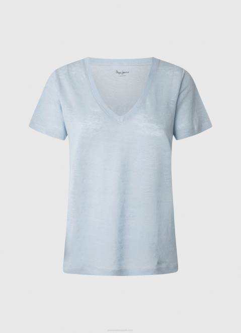 Pepe Jeans Linen V-Neck T-Shirt Women Bay Z22X466