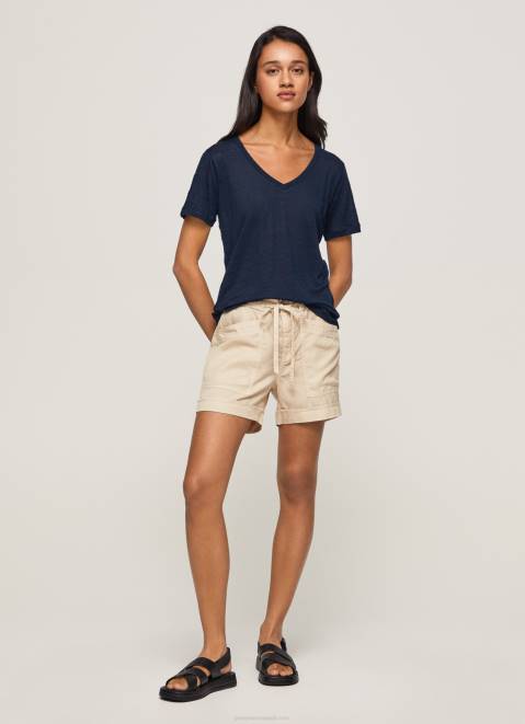 Pepe Jeans Linen V-Neck T-Shirt Women Dulwich Z22X467