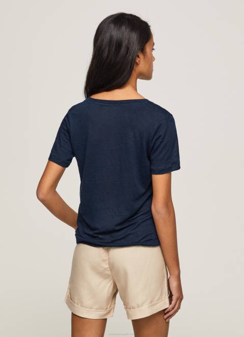 Pepe Jeans Linen V-Neck T-Shirt Women Dulwich Z22X467