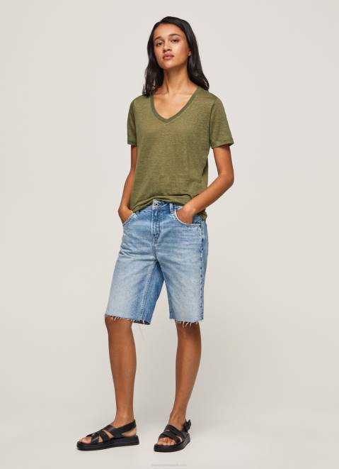 Pepe Jeans Linen V-Neck T-Shirt Women Range Z22X468