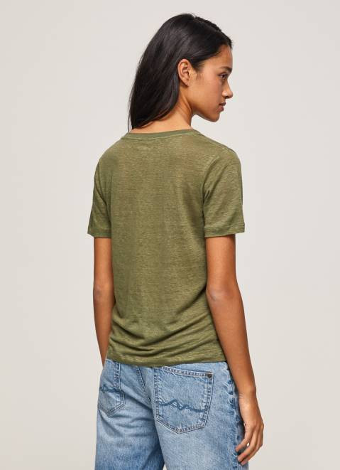 Pepe Jeans Linen V-Neck T-Shirt Women Range Z22X468