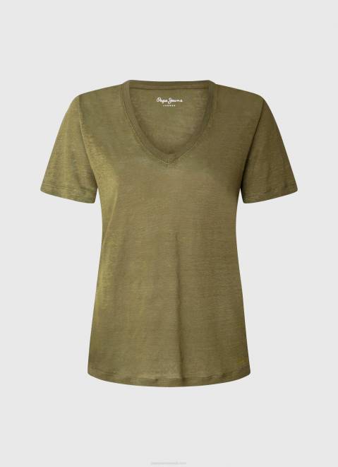 Pepe Jeans Linen V-Neck T-Shirt Women Range Z22X468