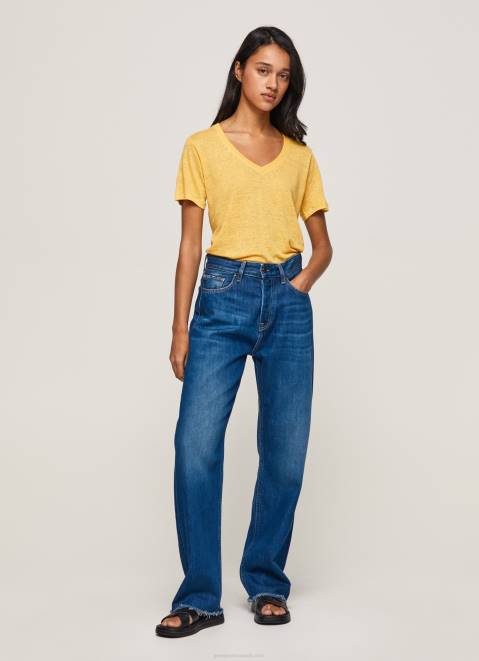 Pepe Jeans Linen V-Neck T-Shirt Women Shine Z22X453