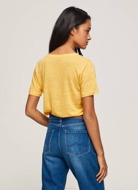 Pepe Jeans Linen V-Neck T-Shirt Women Shine Z22X453