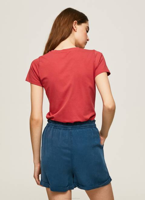 Pepe Jeans Logo Print Lycra T-Shirt Women Studio Red Z22X384