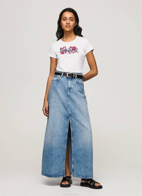 Pepe Jeans Logo Print Lycra T-Shirt Women White Z22X385