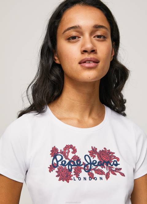 Pepe Jeans Logo Print Lycra T-Shirt Women White Z22X385