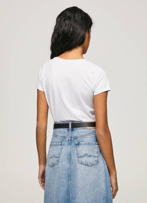 Pepe Jeans Logo Print Lycra T-Shirt Women White Z22X385
